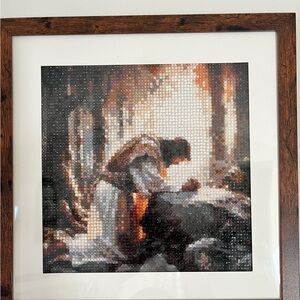 Framed Diamond Painting of Jesus at The Garden of Gethsemane.